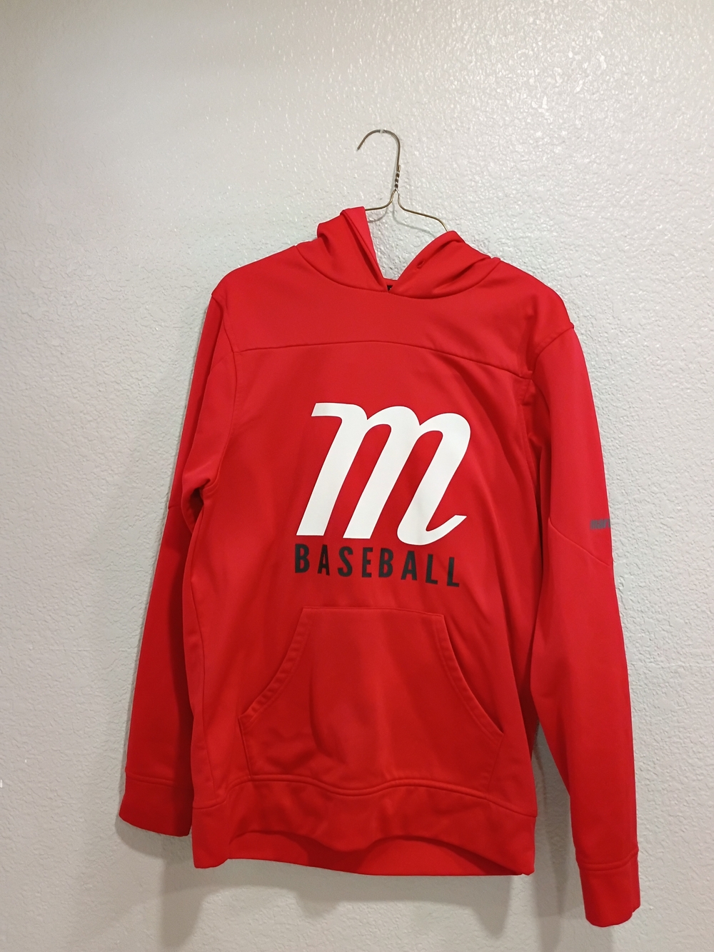 Marucci Red Baseball Hoodie with White 'M' Logo Size